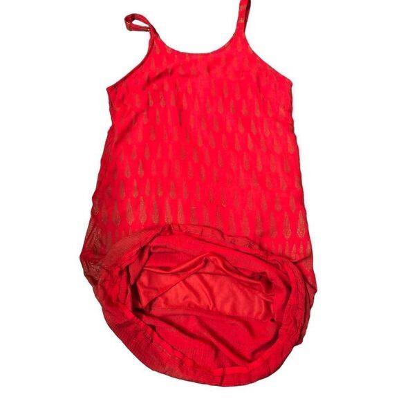 Lapogee Worldover red and gold shift dress with Indian pattern - Picture 7 of 11